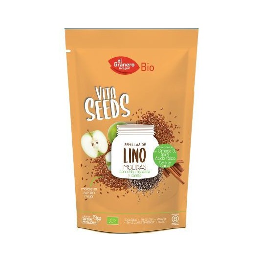 vitaseeds semillas de lino ch a canela y manzana bio 200 g