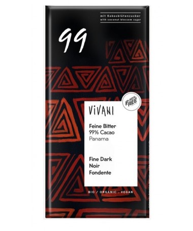 chocolate bio negro 99 panam con az car de coco 80gr vivani